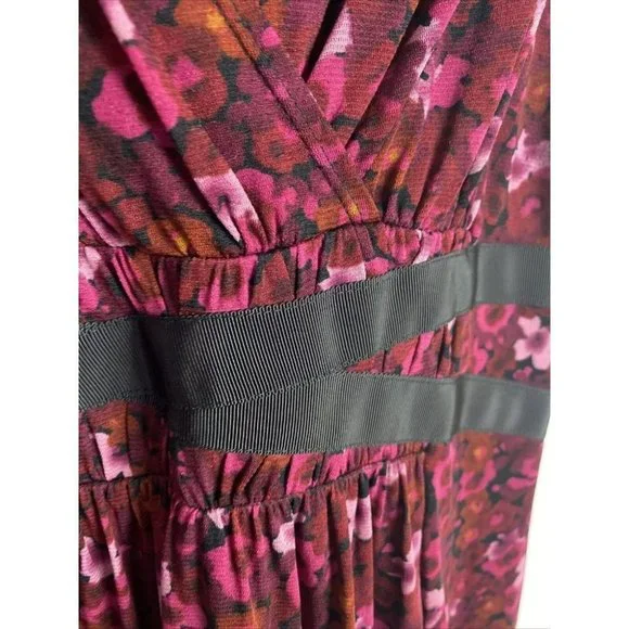 Jacqui E Size L Women's A-Line Dress Pink Purple Floral print - Picture 5 of 8